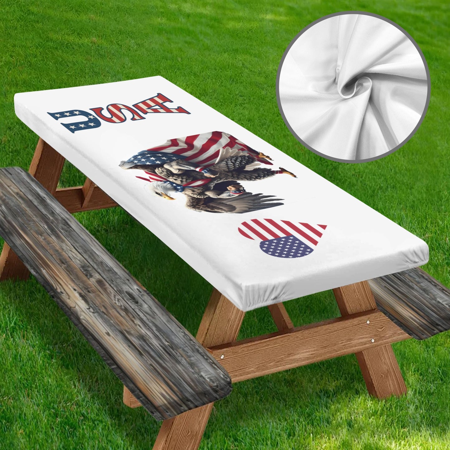 USA/American Flag Eagle with Cape Picnic Table Cover (72" x 30") (Made in the USA)