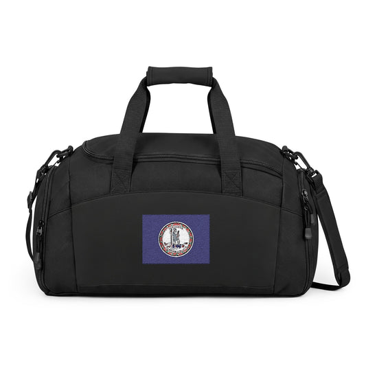 Virginia Flag Gym Bag — Black Duffle with Embroidered Virginia Flag