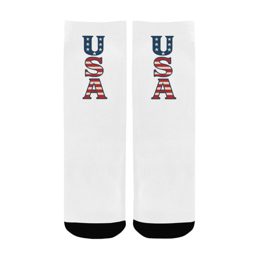 USA/American Flag Inspired "USA"  Kid's Custom Socks (Made in the USA)