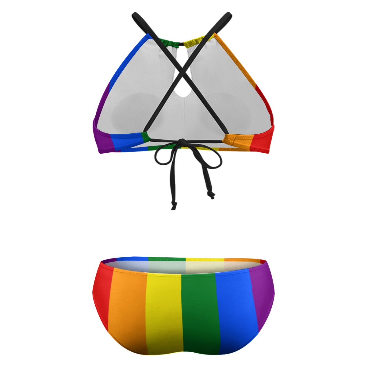 Rainbow Flag Inspired Plus Size High Waisted Bikini