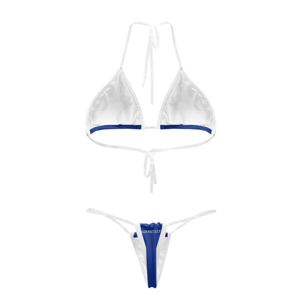 Connecticut Flag Transparent String Thong Bikini