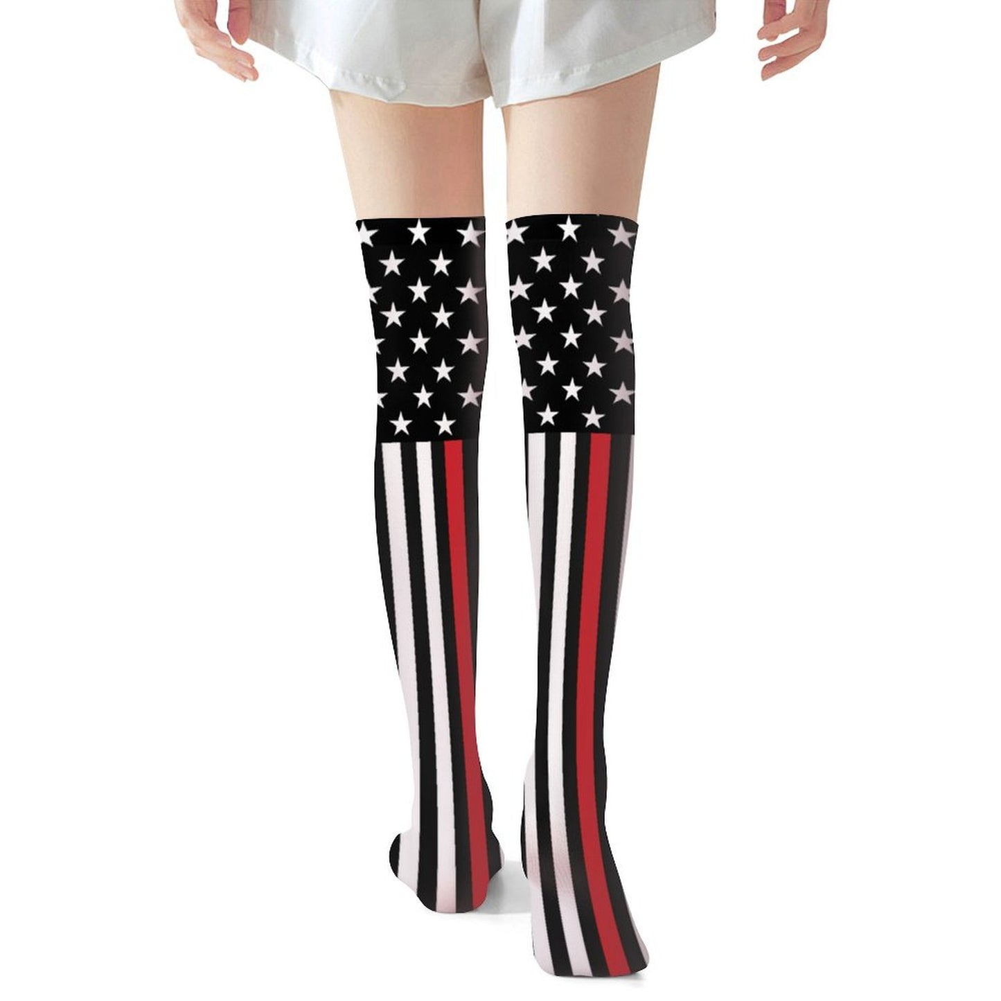 Thin Red Line Flag Trendy Stockings(Long)