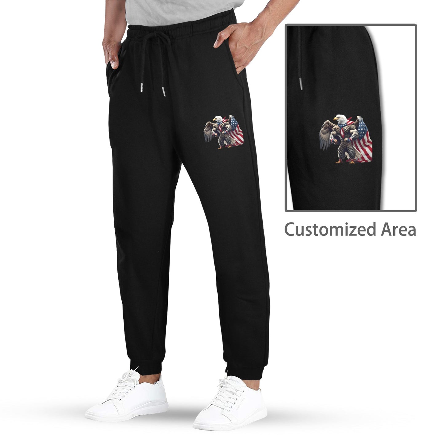 USA/American Flag Inspired Eagle with Cape Unisex Fleece Sweatpants (Left Printing) | Ships from USA