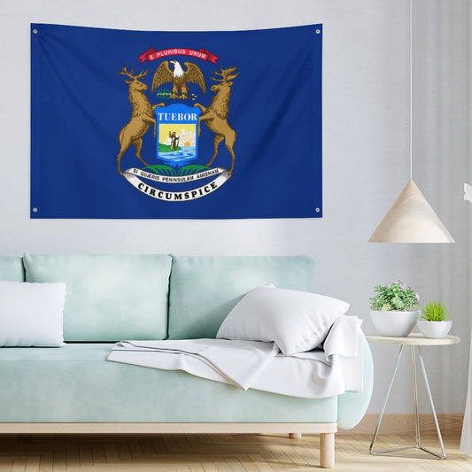 Michigan Flag Inspired Wall Mount Flag with Four Grommets (35x59 in)