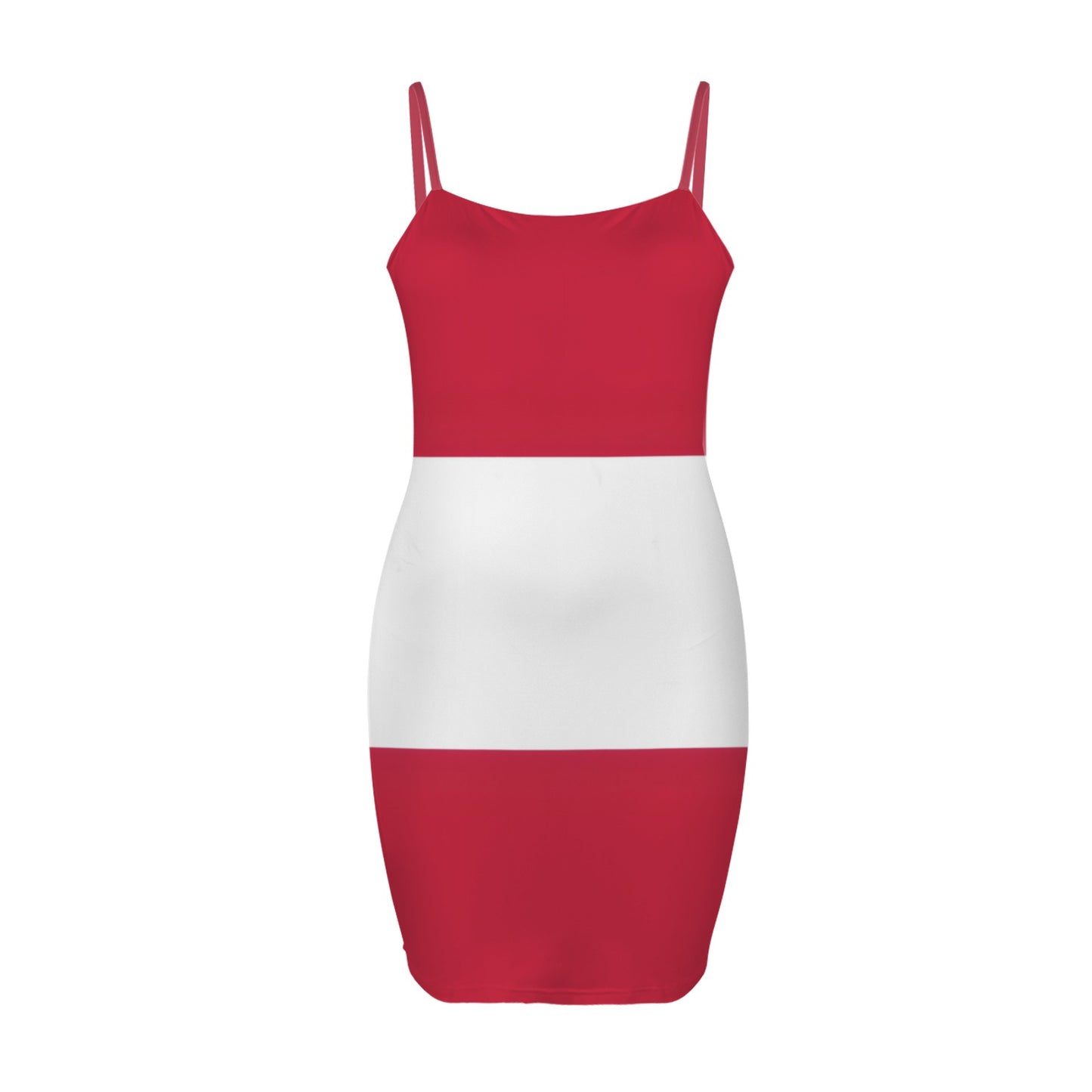 Austria Flag Inspired Backless Spaghetti Strap Bodycon Dress
