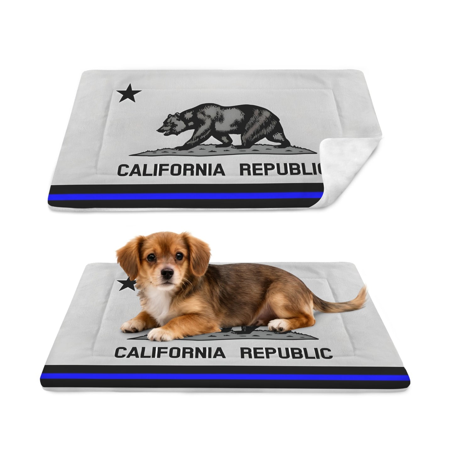 California Thin Blue Line Flag Subdued Pet Mat 25x18inch (Made in the USA)