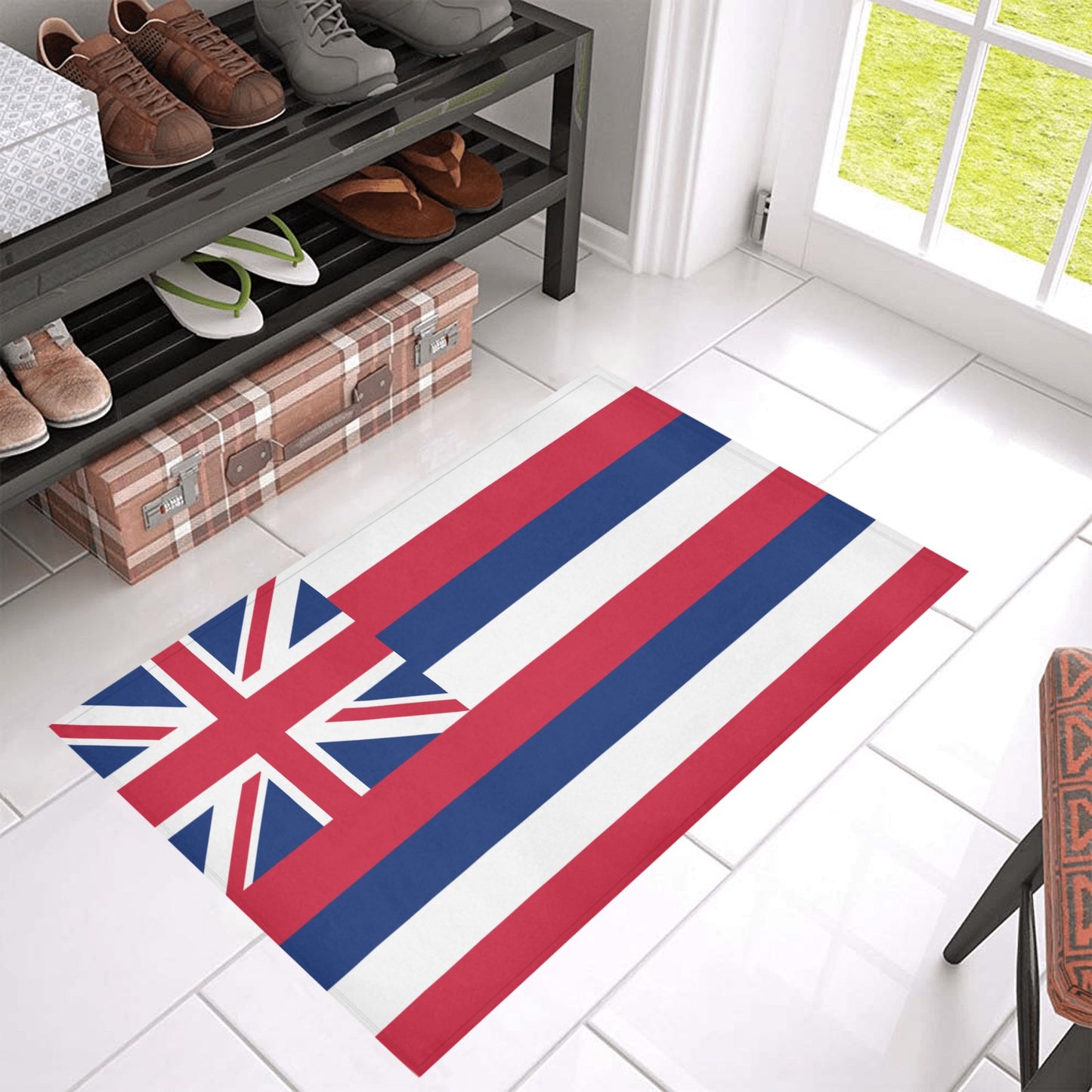 Hawaii Flag Inspired Doormat 30" x 18" (Sponge Material)