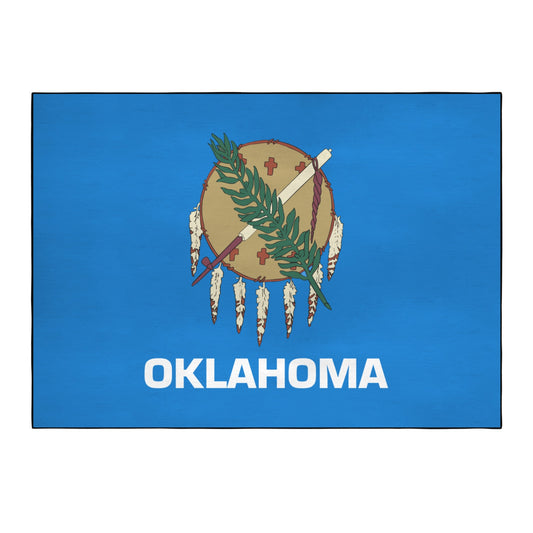 Oklahoma Flag Inspired 84x60 Inch Area Rug with Black Binding (Made in the USA)