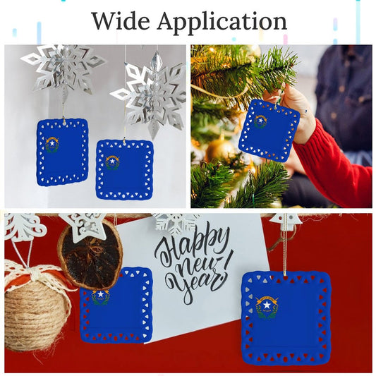 Nevada Flag Inspired Square Ceramic Ornament Made in the USA