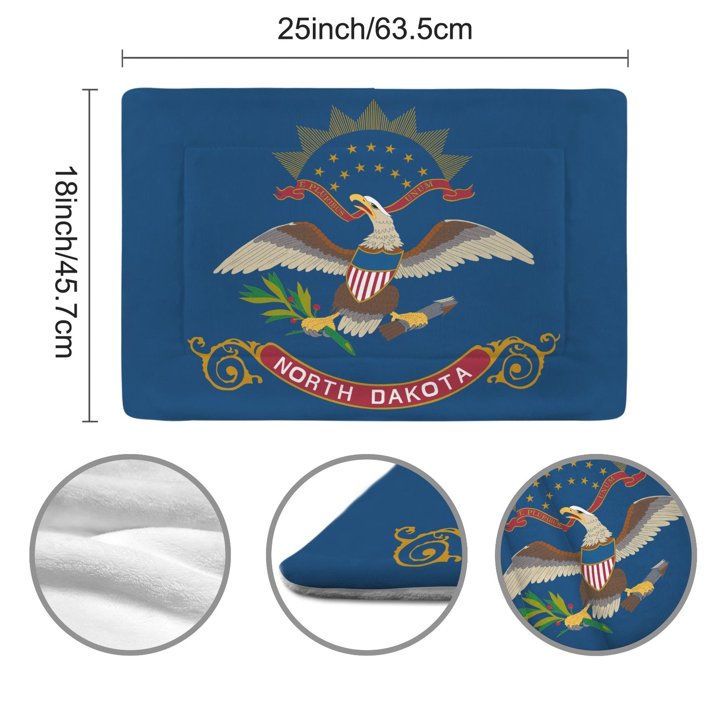 North Dakota Flag Inspired Pet Mat 25x18inch (Made in the USA)
