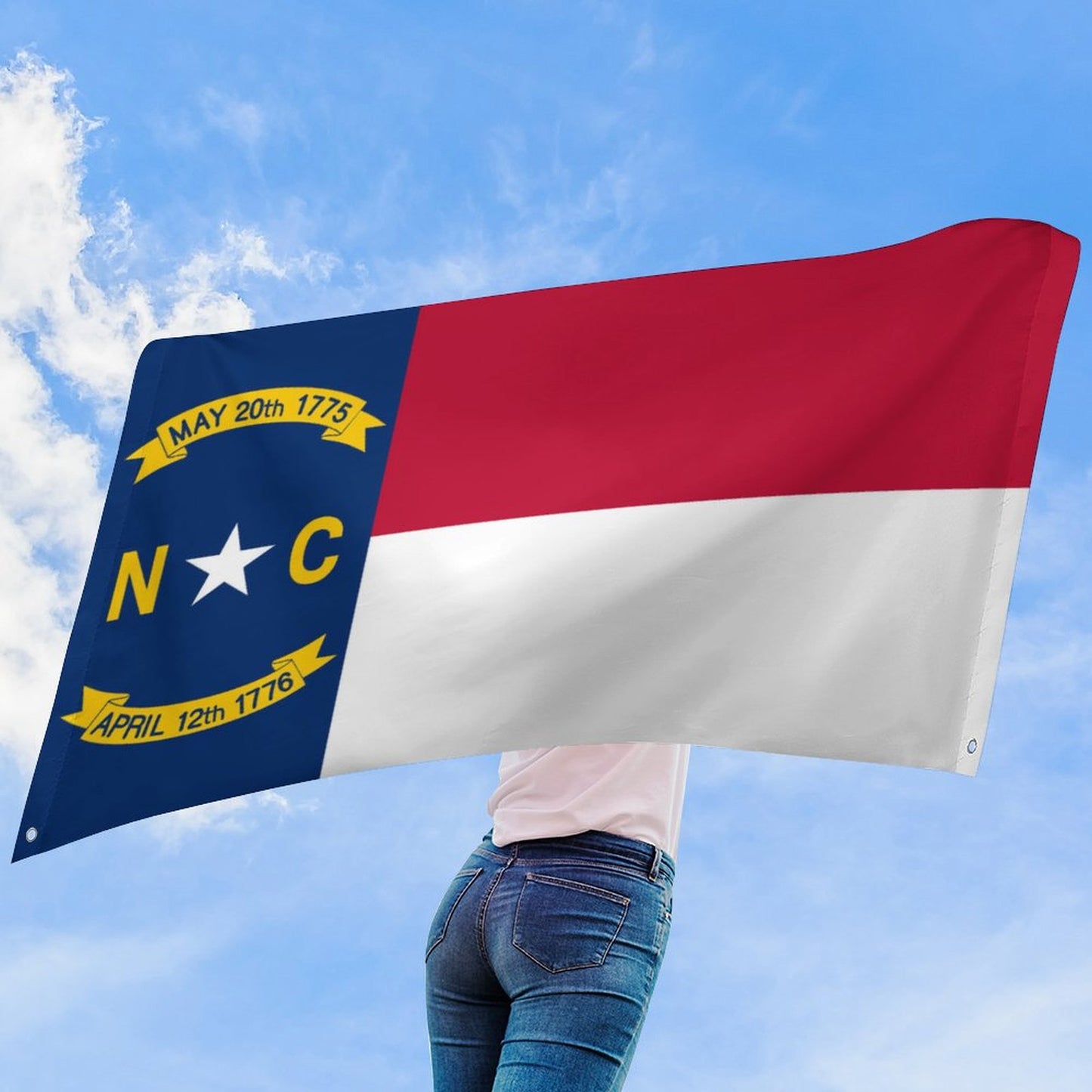 North Carolina Flag Inspired Wall Mount Flag with Four Grommets (35x59 in)