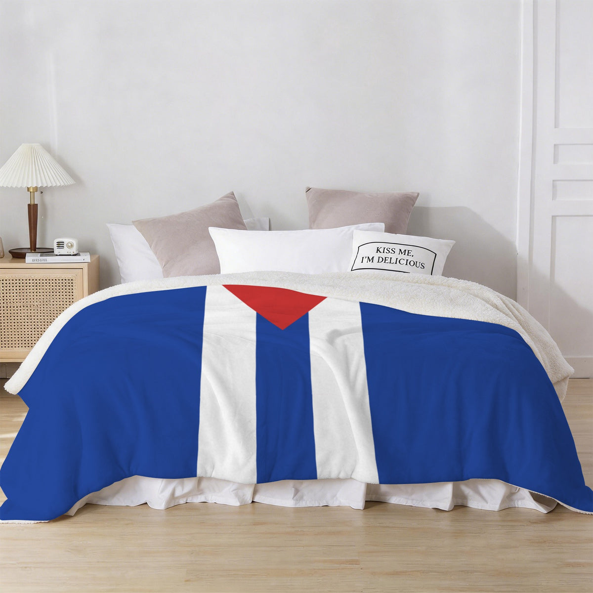 Cuba Flag Inspired Sherpa Fleece Blanket 90" x 108" | Prtinted in the USA