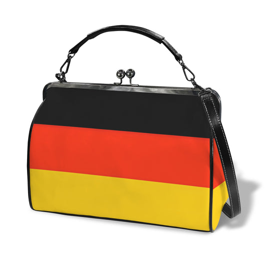 Germany Flag Inspired Kisslock Crossbody Shoulder Bag-Large