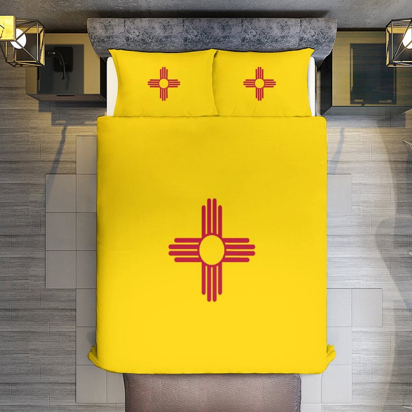 New Mexico Flag Inspired 3-Piece Bedding Set (1 Duvet Cover + 2 Pillow Shams) – 102"×90"