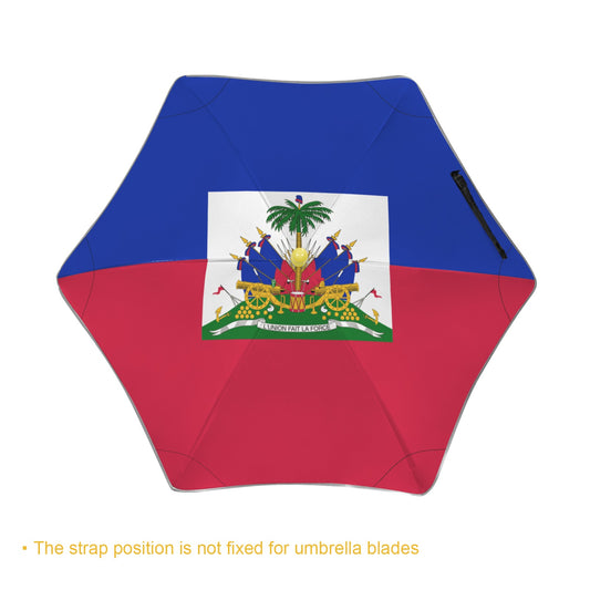 Haiti Flag Inspired Kids Safe Round Corner Umbrella