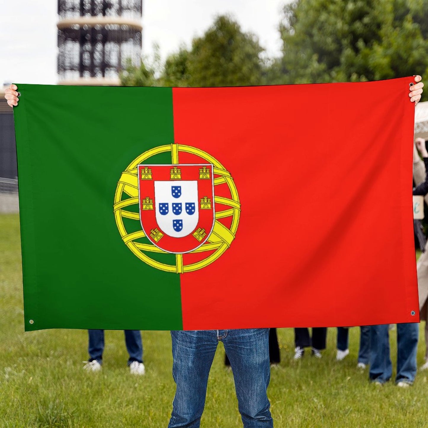 Portugal Flag Inspired Wall Mount Flag with Four Grommets (35x59 in)