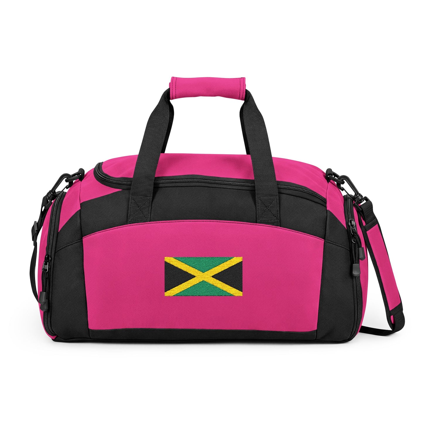Jamaica Flag Gym Bag — Black Duffle with Embroidered Jamaica Flag