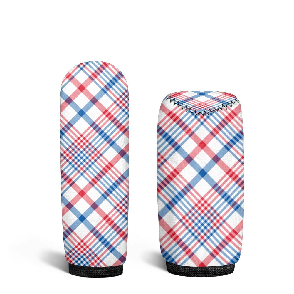 USA/American Flag Inspired Plaid Pattern Gear Lever Cover+Hand Brake Cover