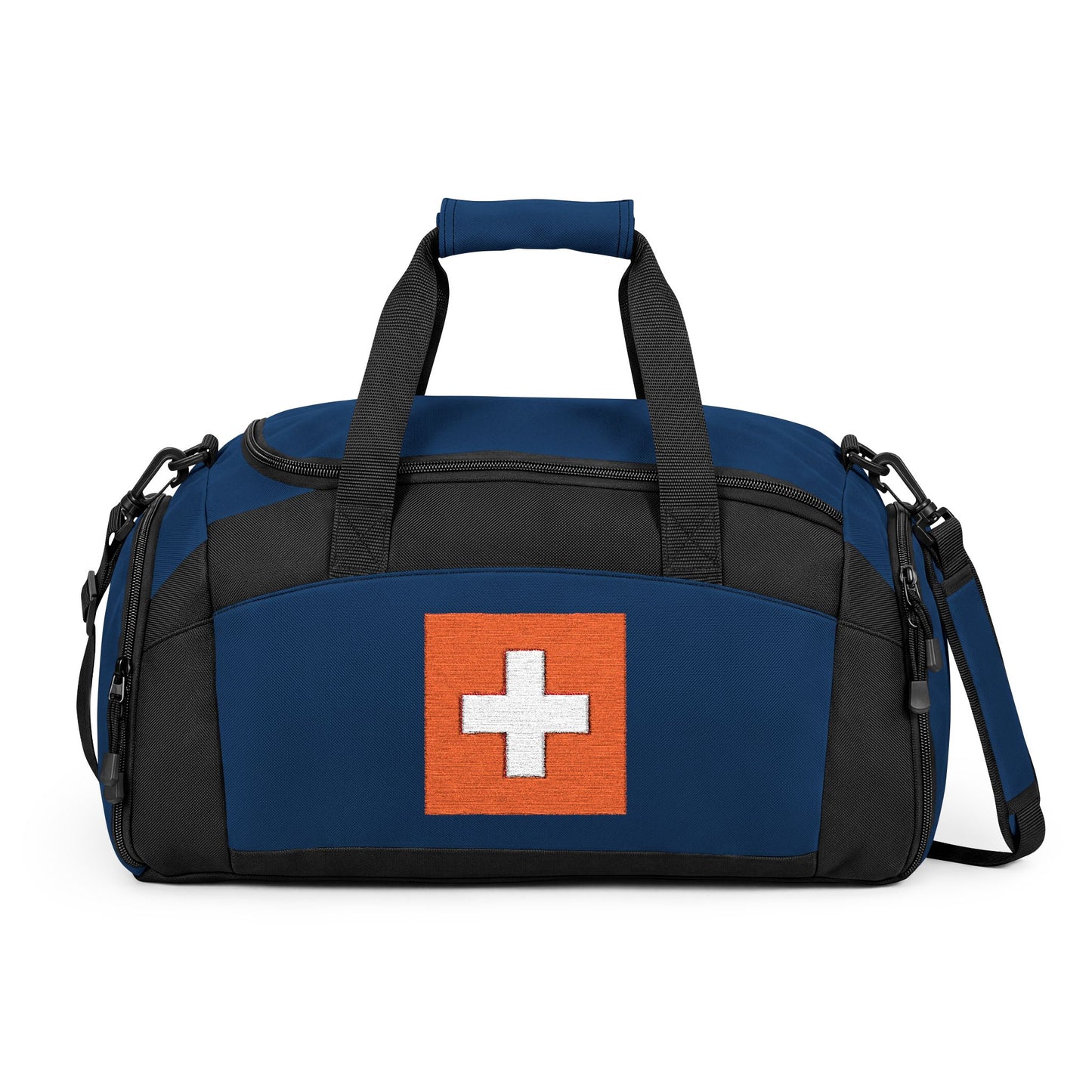 Switzerland Flag Gym Bag — Black Duffle with Embroidered Switzerland Flag