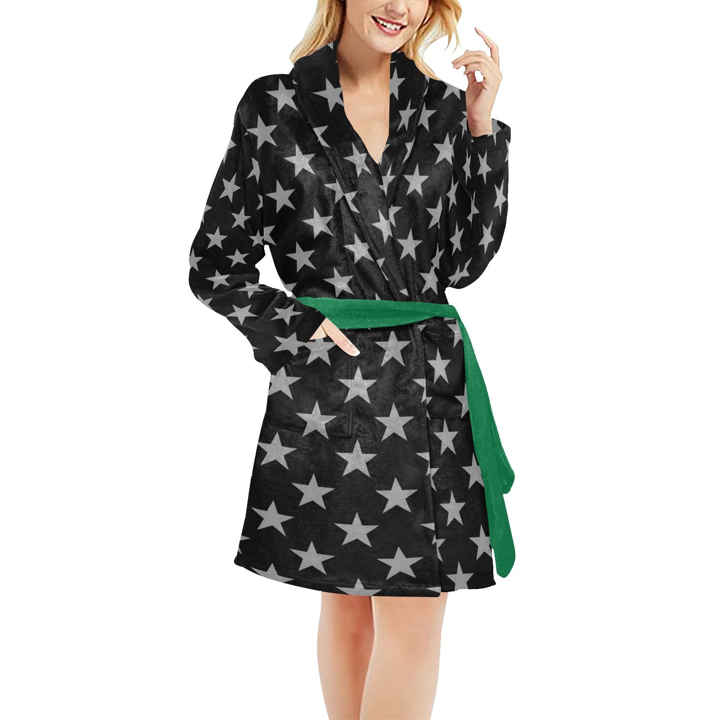 Thin Green Line Flag Inspired Women's Fleece Robe