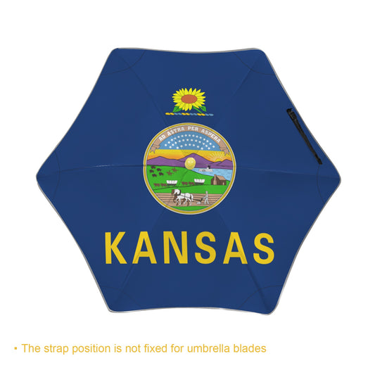 Kansas Flag Inspired Kids Safe Round Corner Umbrella