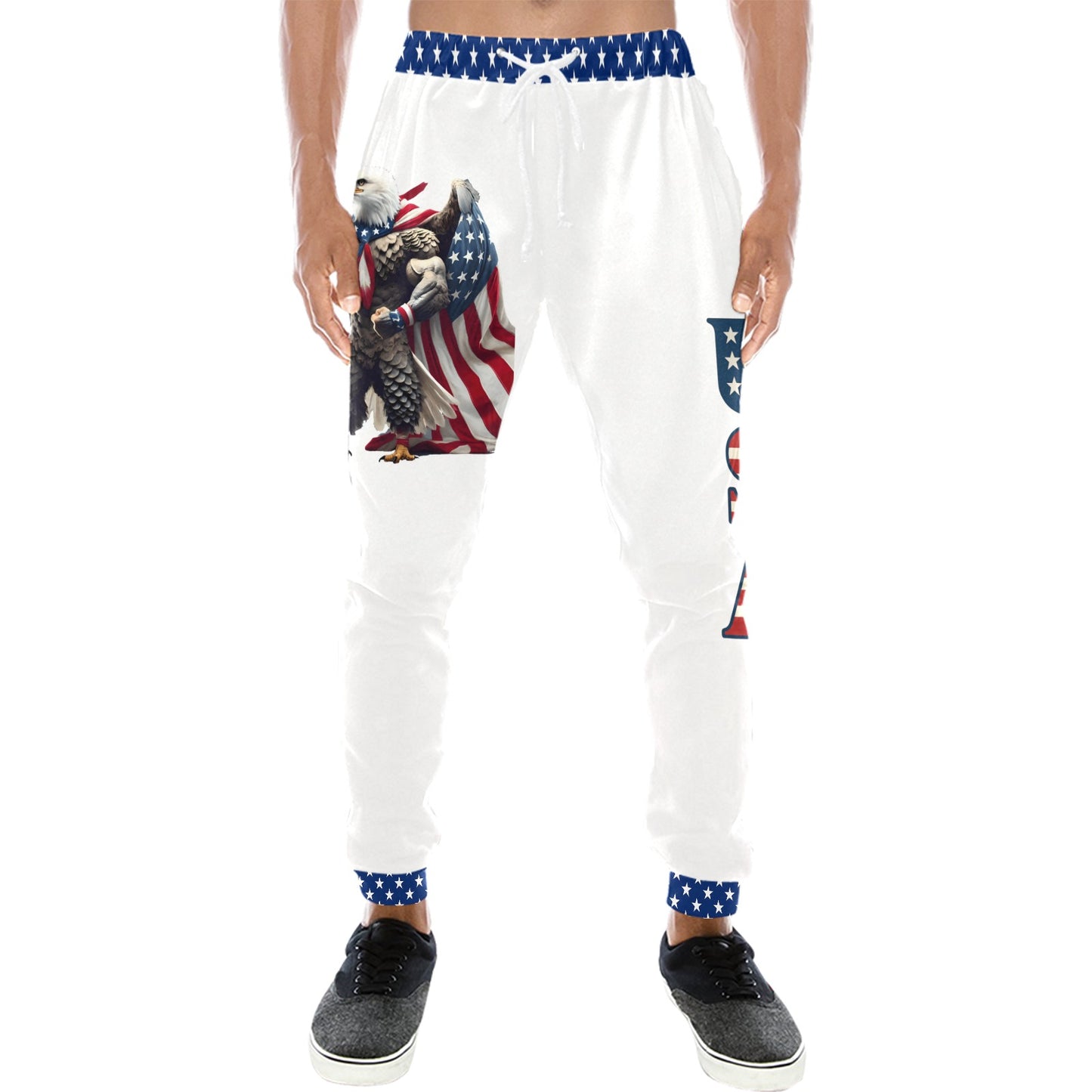 USA/American Flag Inspired Eagle with Cape All Over Print Unisex Sweatpants