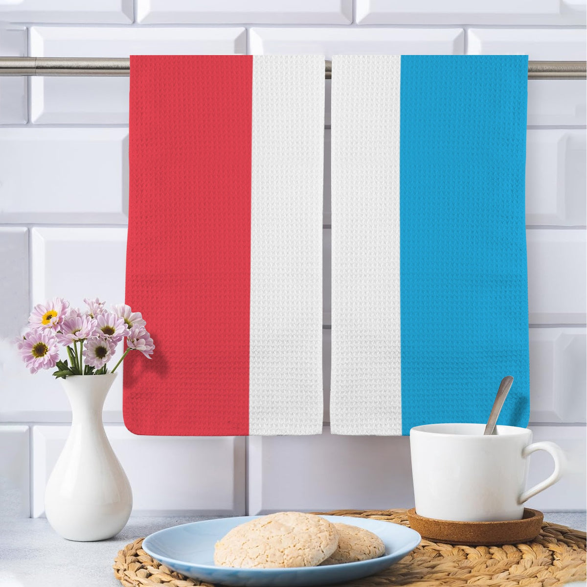 Luxembourg Flag Inspired Kitchen Towel 40X60cm (Pack of 2) | Printed In the USA
