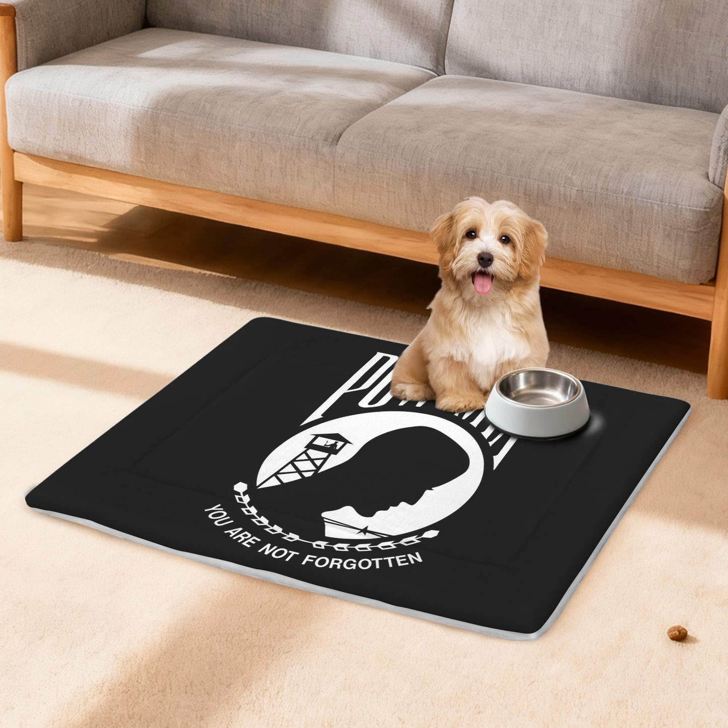POW/MIA Flag Inspired Pet Mat 25x18inch (Made in the USA)