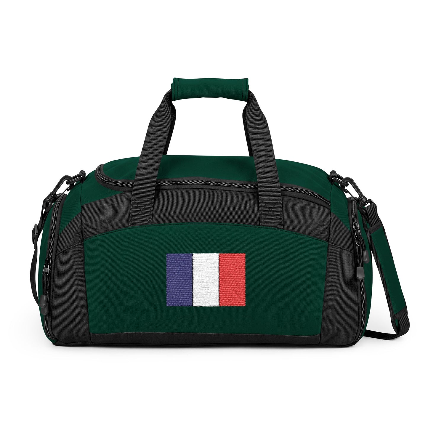 France Flag Gym Bag — Black Duffle with Embroidered France Flag