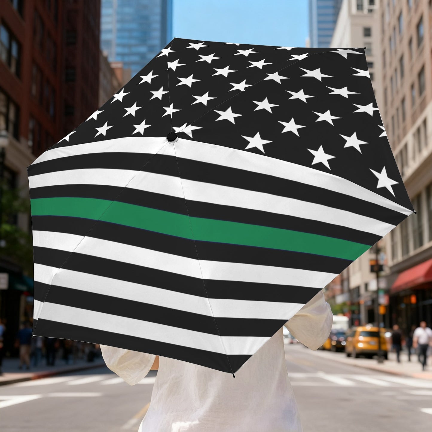 Thin Green Line Flag Inspired Mini Compact Umbrella