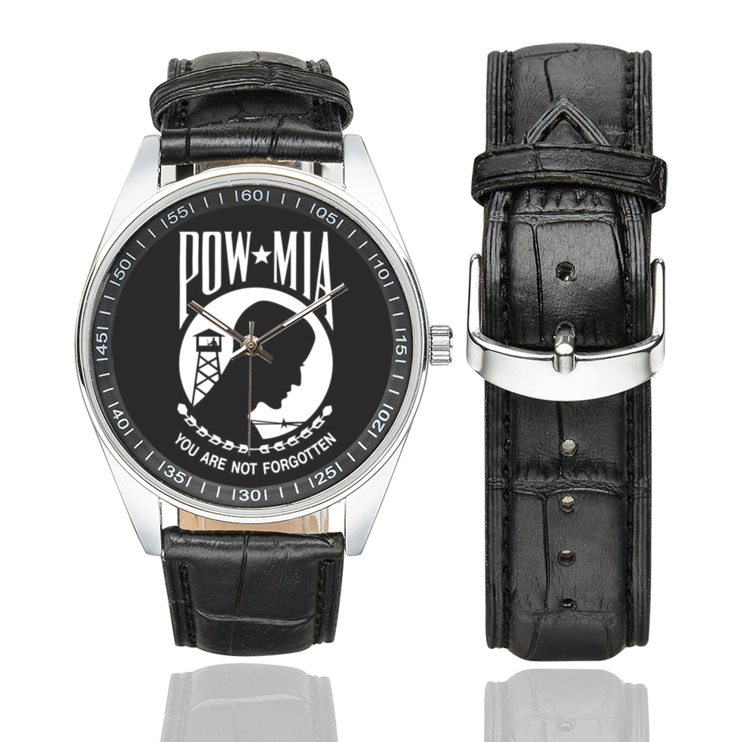POW/MIA Flag Inspired Men's Casual  Leather Strap Watch
