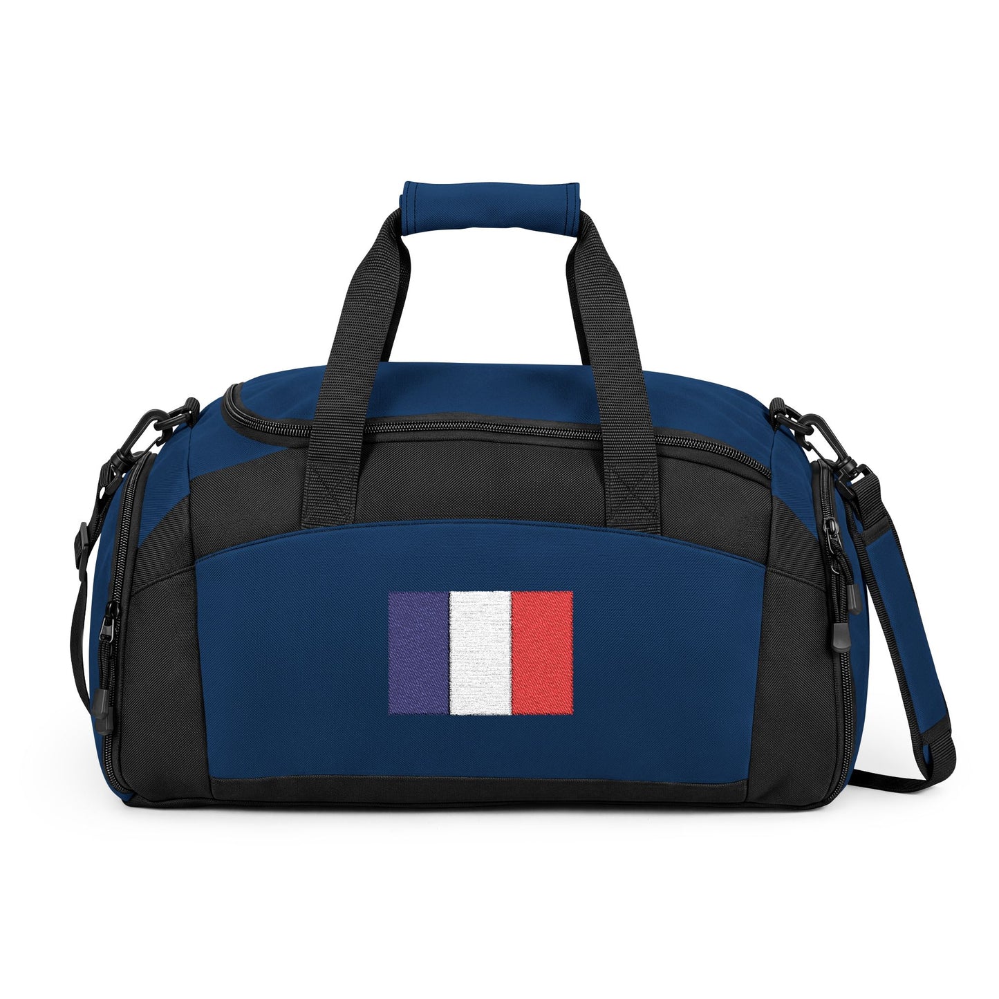 France Flag Gym Bag — Black Duffle with Embroidered France Flag