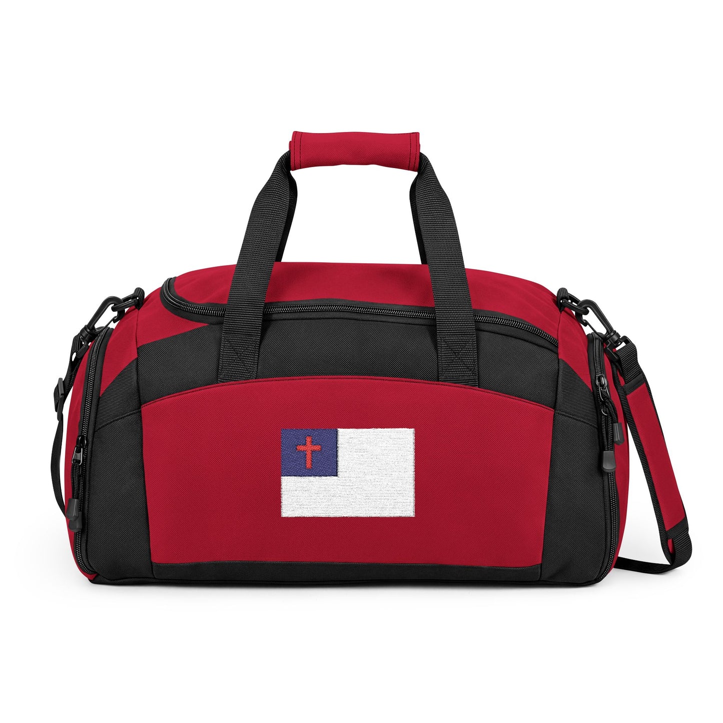 Christianl Flag Gym Bag — Black Duffle with Embroidered Christian Flag