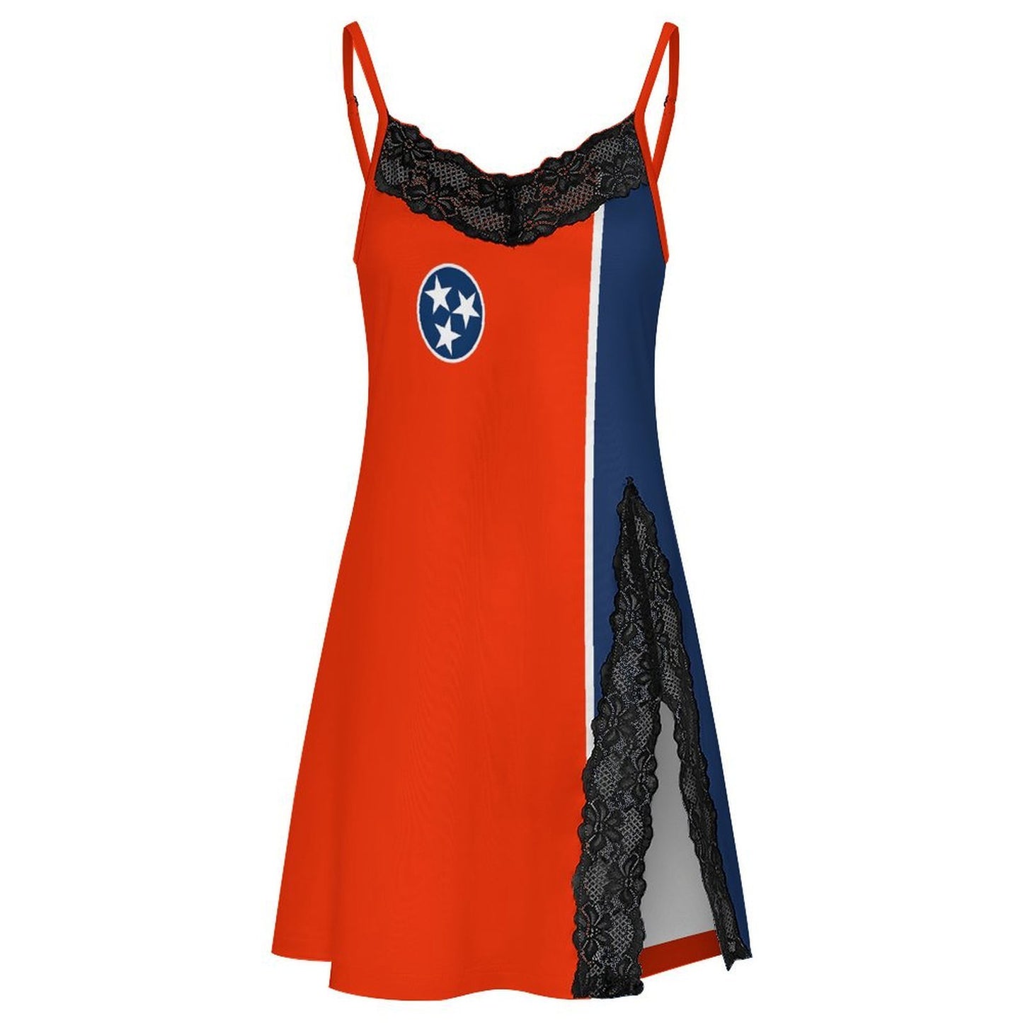 Tennessee Flag Inspired Women's Lace Slit Cami Pajama Dress