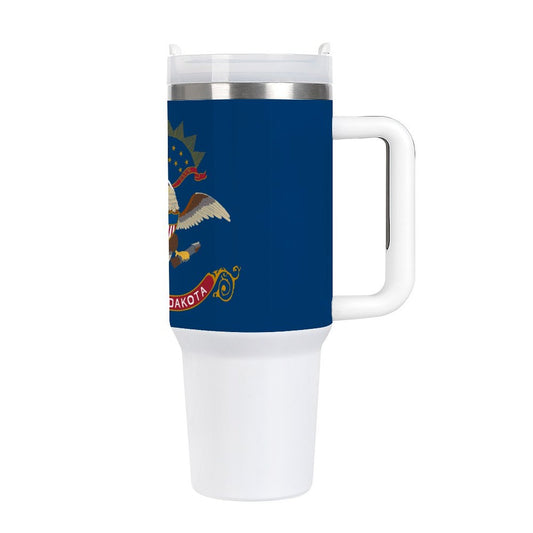 Tumbler featuring North Dakota flag design by [Brand].