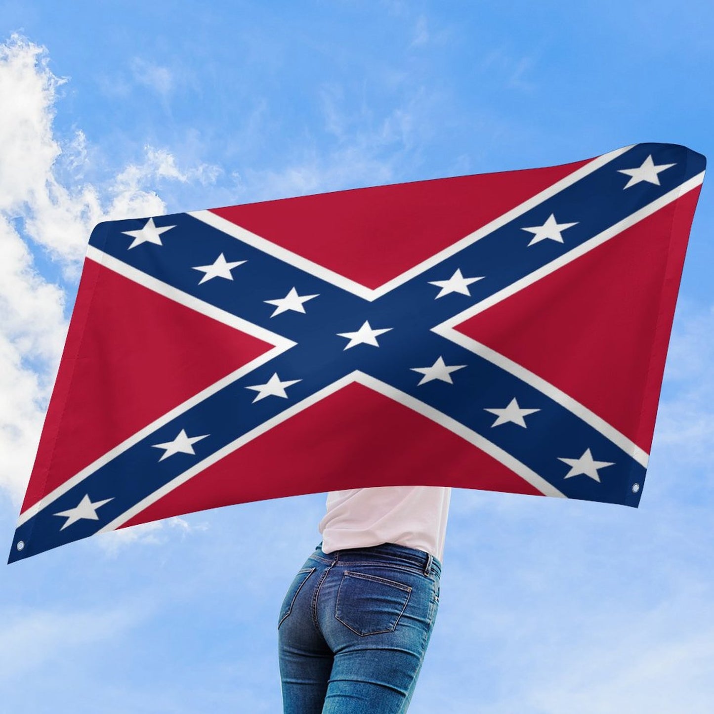 Confederate Battle Flag Inspired Wall Mount Flag with Four Grommets (35x59 in)