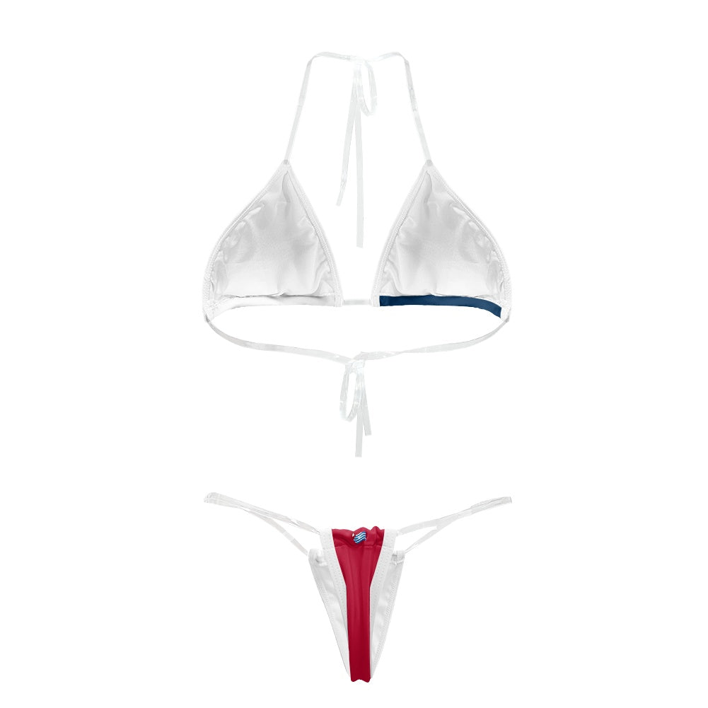Georgia Flag Inspired Transparent String Thong Bikini