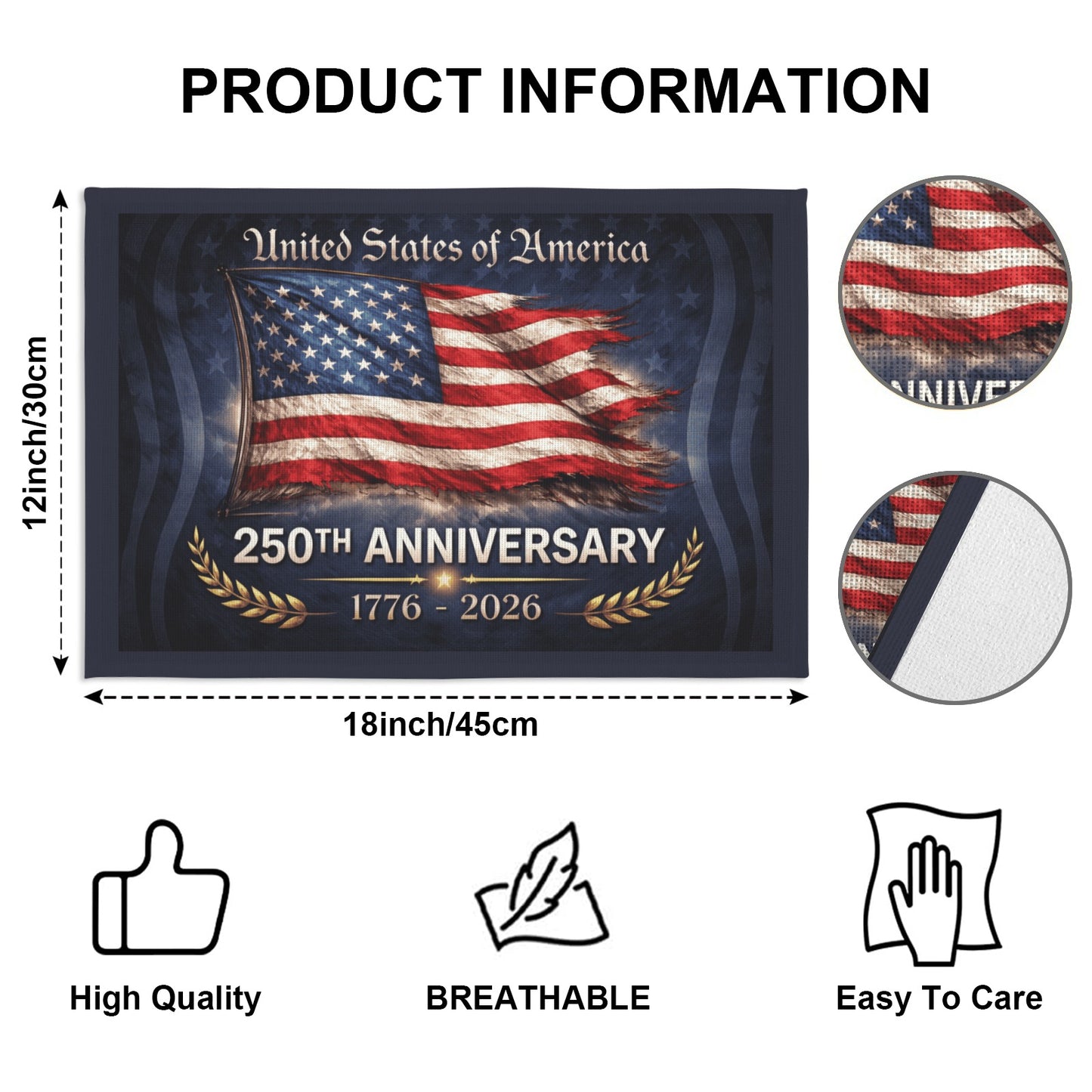 America 250 Years Anniversary Placemat Packs
