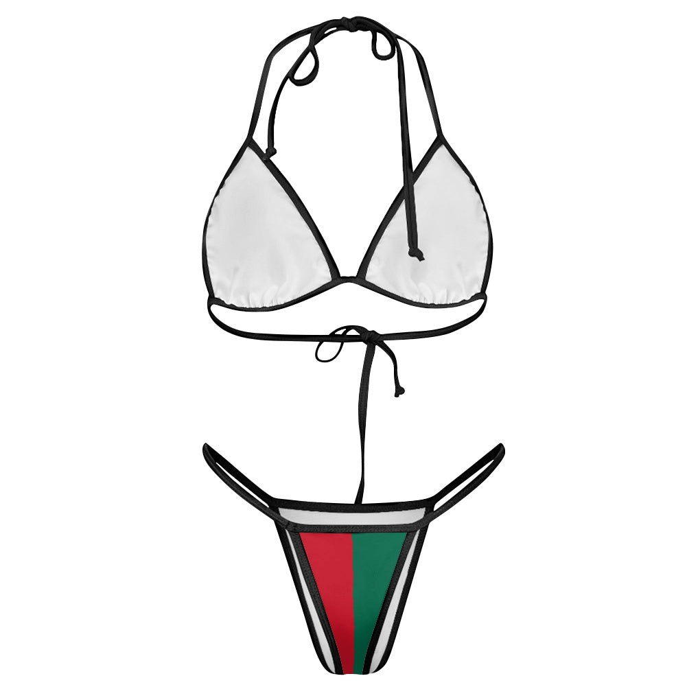 Mexico Flag Inspired Women's Triangle Bikini with Thong Bottom