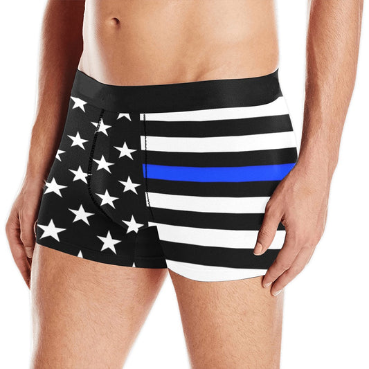 Thin Blue Line Flag Inspired Mens Boxer Briefs Made in the USA