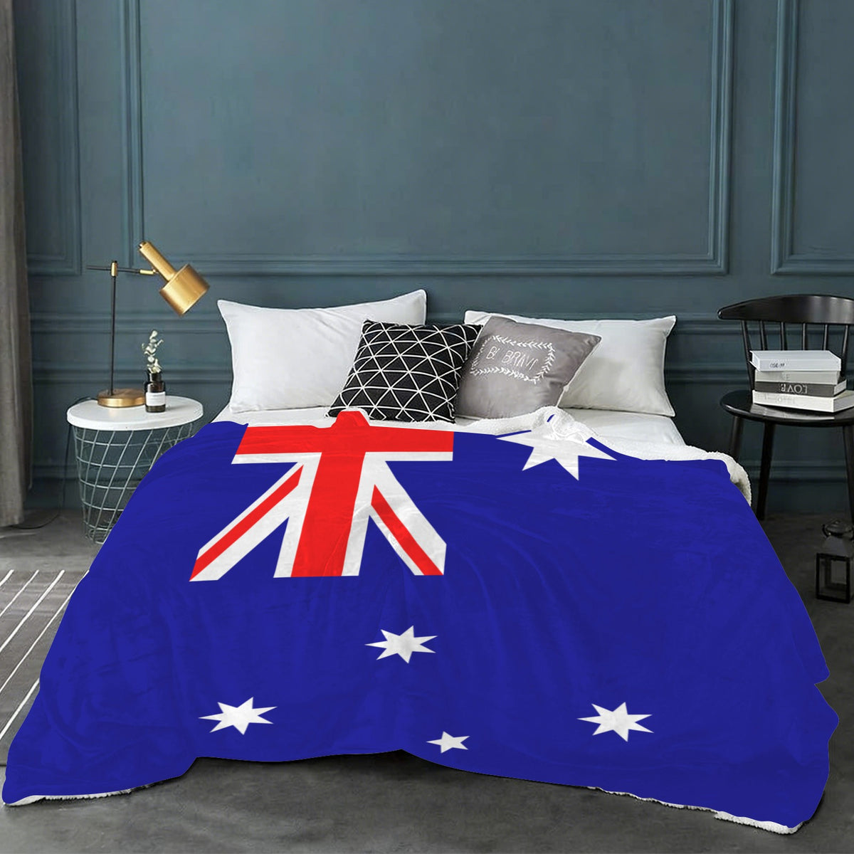 Australia Flag Inspired Sherpa Fleece Blanket 90" x 108" | Printed in the USA