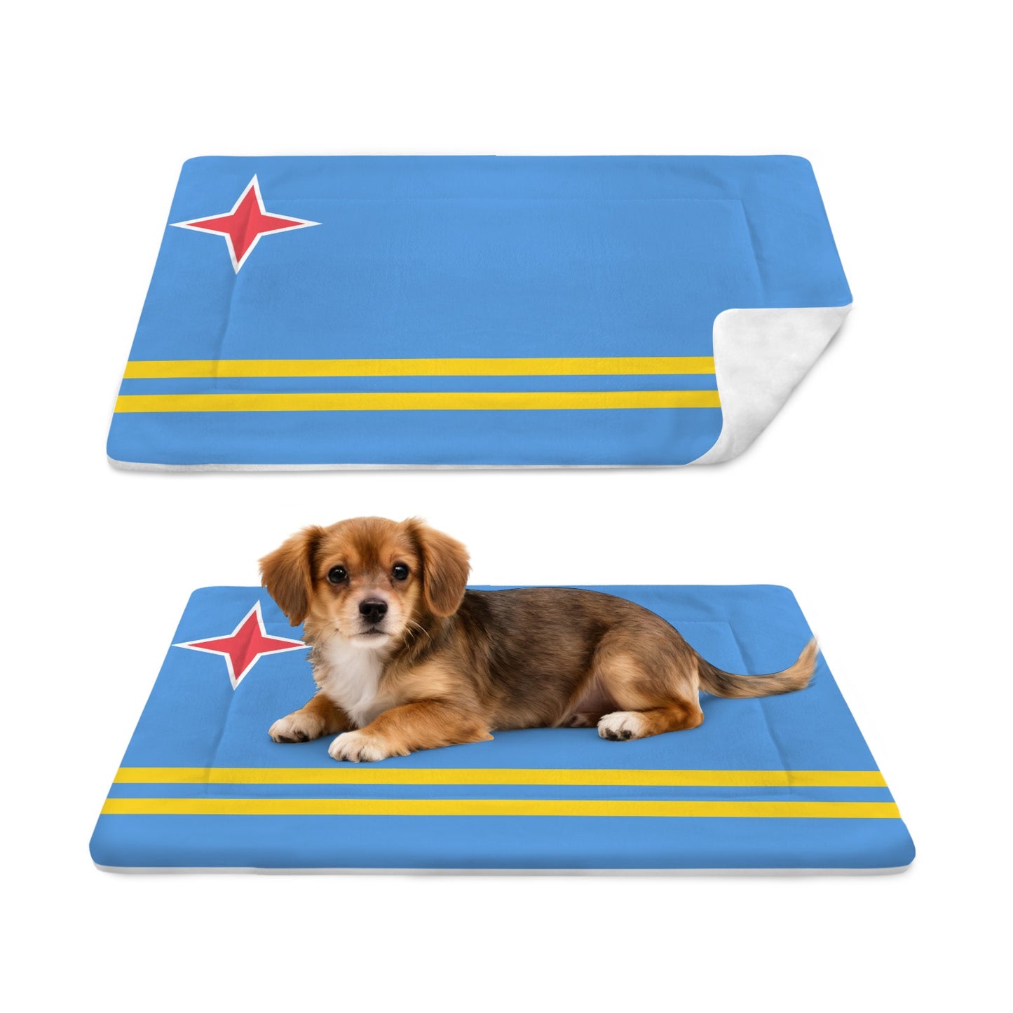 Aruba Flag Inspired Pet Mat 25x18inch (Made in the USA)