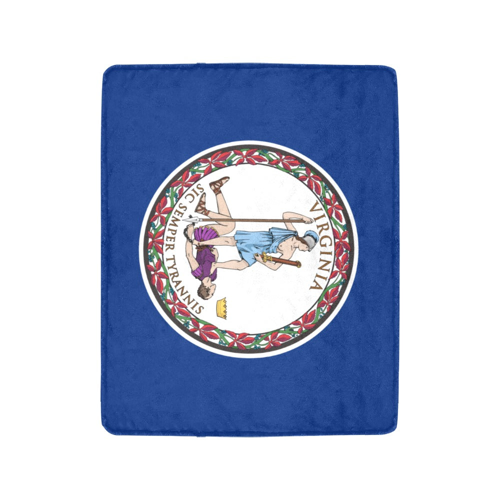 [Luv My Flag] blue Virginia-themed blanket with state seal.