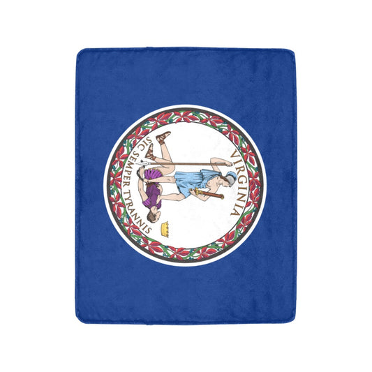 [Luv My Flag] blue Virginia-themed blanket with state seal.