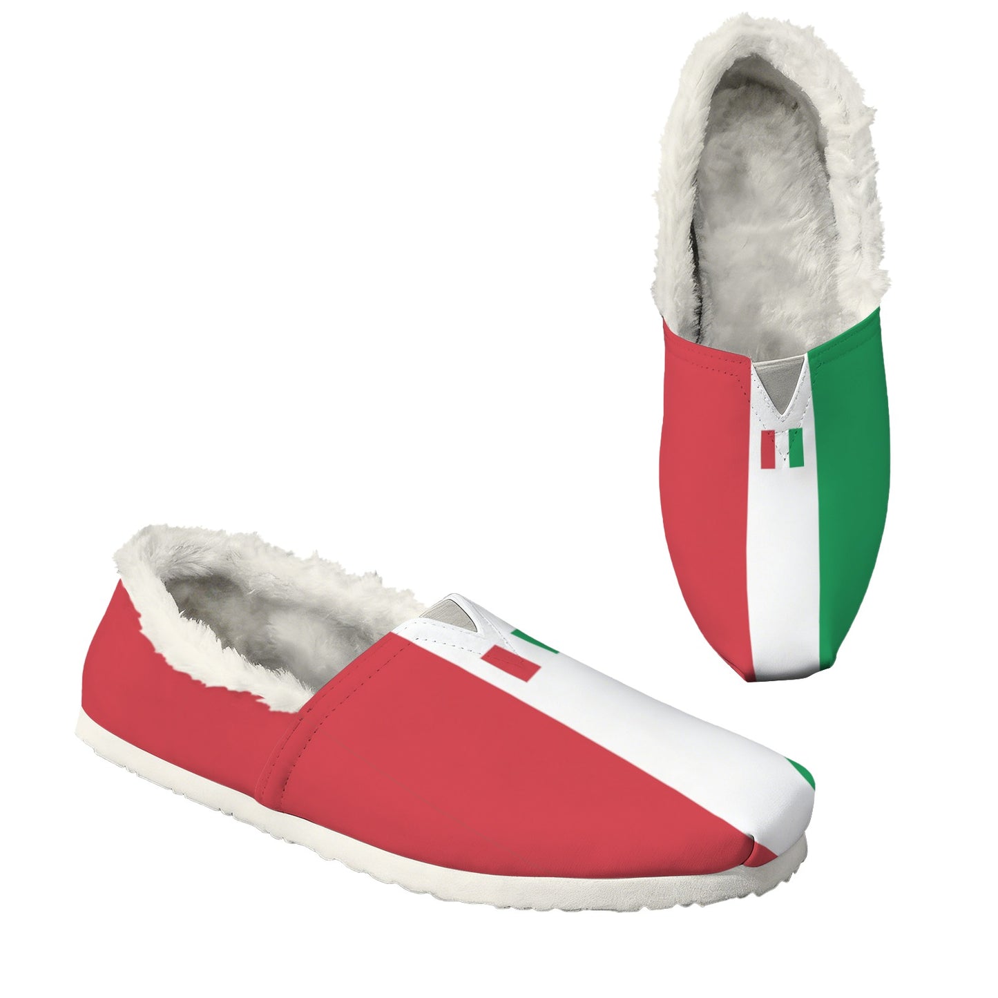 Italy Flag Inspired Women's Fleece-Lined Canvas Slip-On