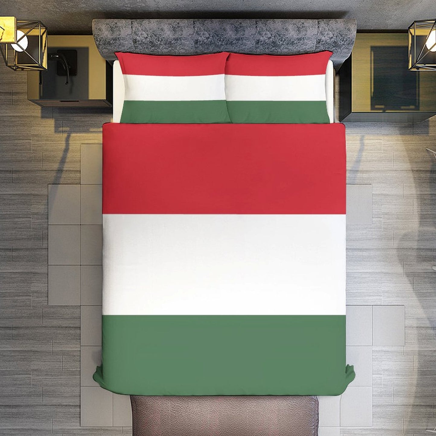 Hungary Flag Inspired 3-Piece Bedding Set (1 Duvet Cover + 2 Pillow Shams) – 102"×90"