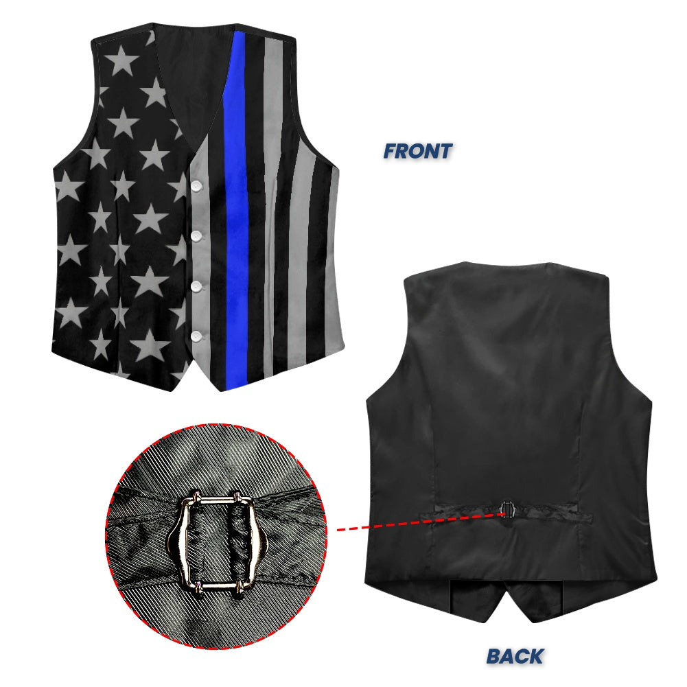 Thin Blue Line Flag Inspired (subdued) Suit vest jacket