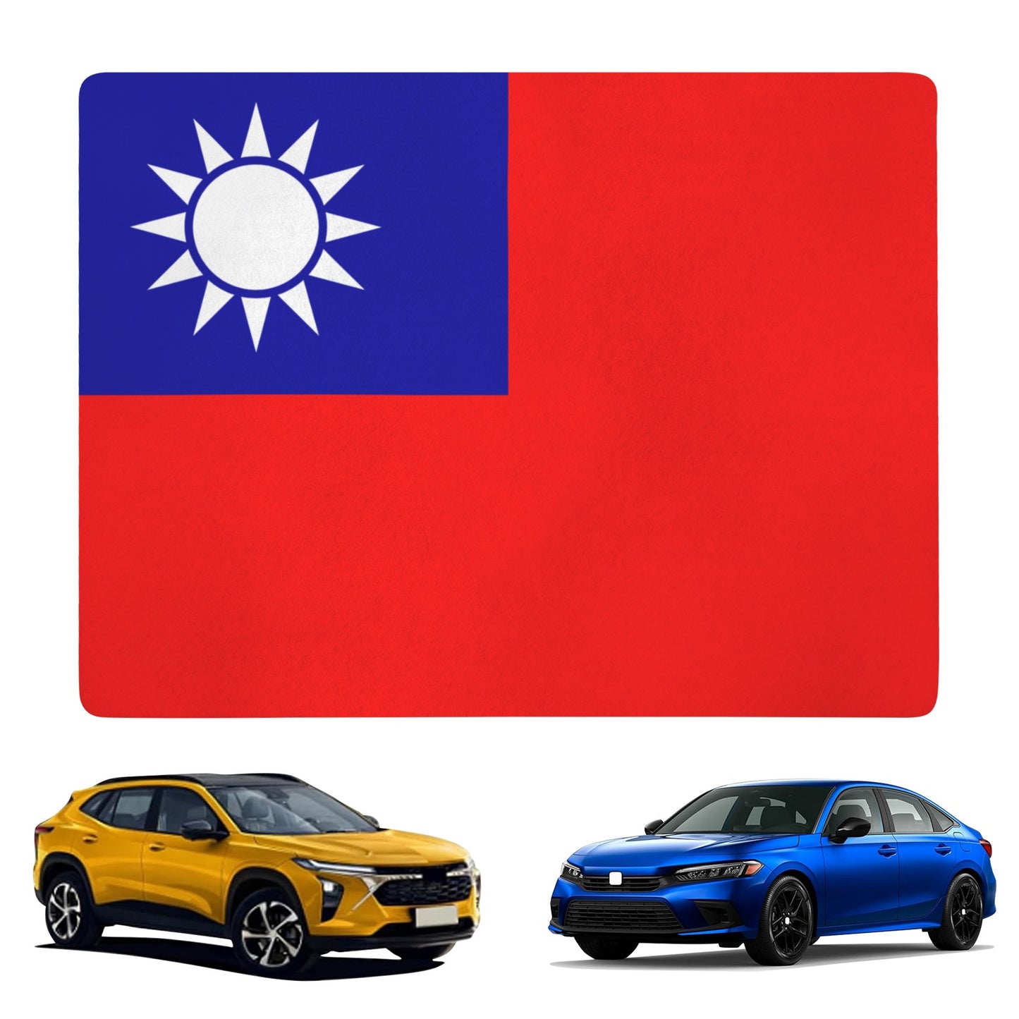 Taiwan Flag Inspired Car Trunk Mat 100 × 75 cm / 39.4 × 30 in Printed in the USA
