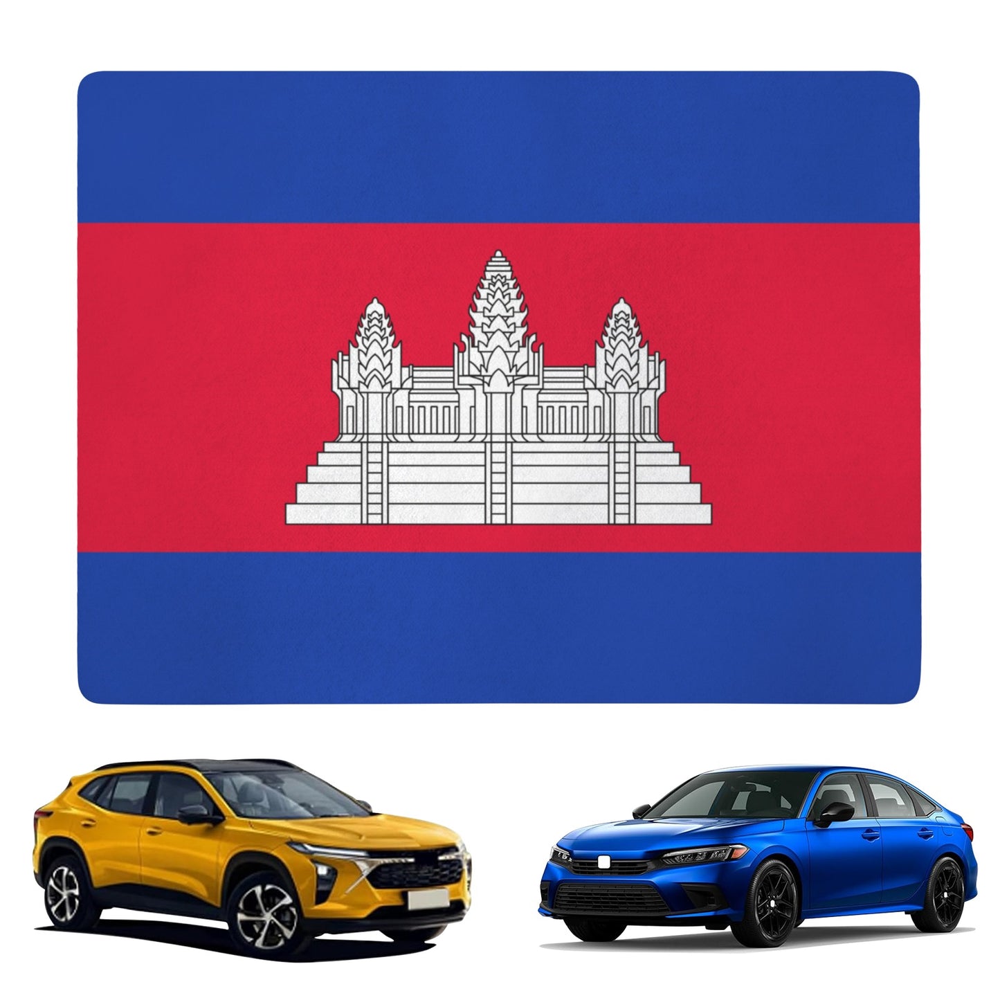 Cambodia Flag Inspired Car Trunk Mat 100 × 75 cm / 39.4 × 30 in Printed in the USA