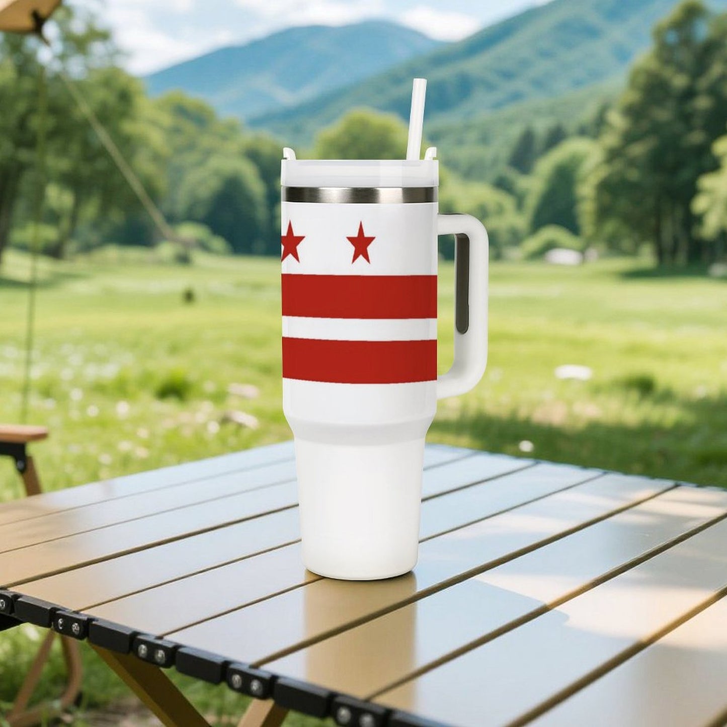 Washington D.C. Flag Inspired 40 oz Stainless Steel Tumbler (Made in USA)